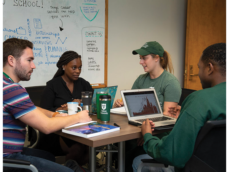 Group of Tulane Students working together