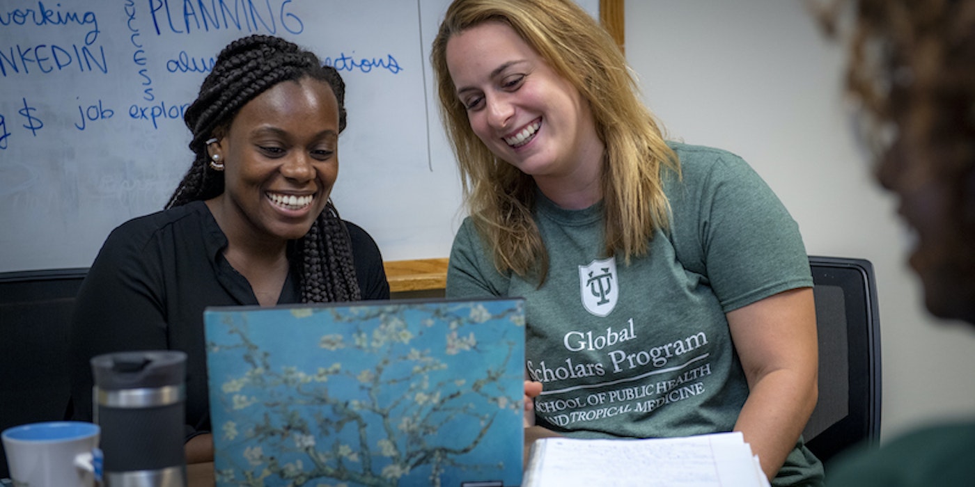 Group of Tulane students working together